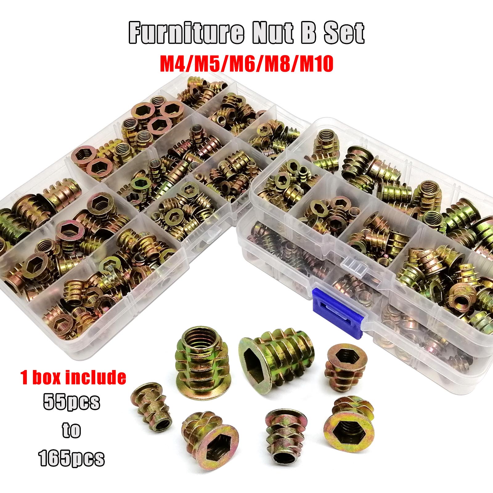 Cabinet Scraper Set - 165/75/55pcs Threaded Insert Nut E-nut M4