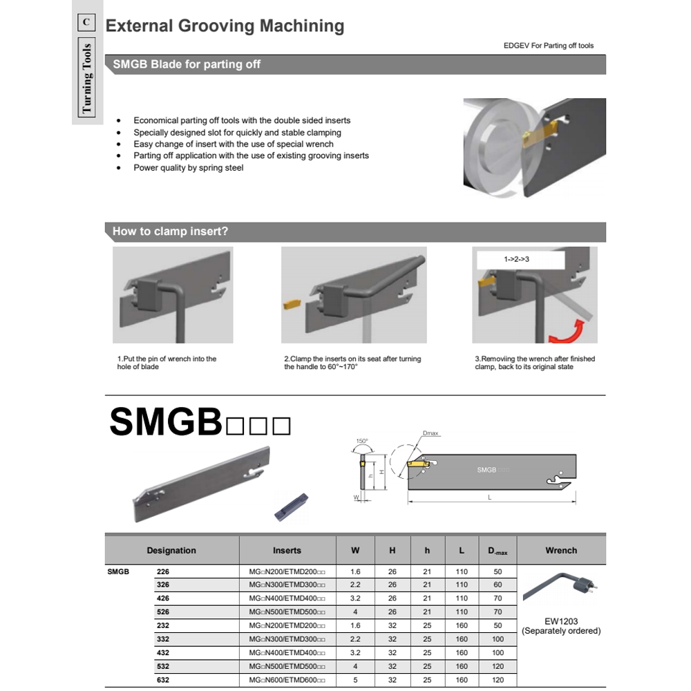 SMGB 226 326 426 526 232 332 4 - Parting Tool Lathe recension och pris